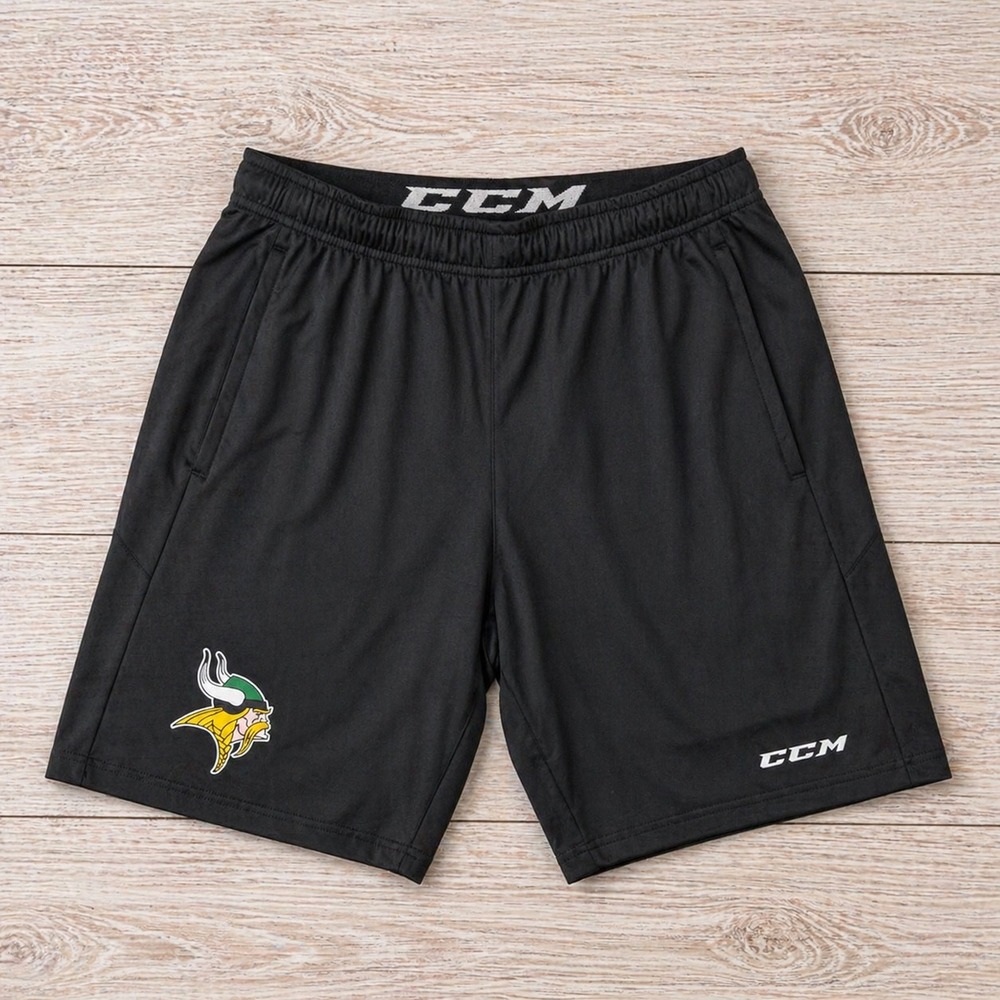 Minnesota Vikings Training Shorts NFL CCM Mens M Black Poly Sporty NWT